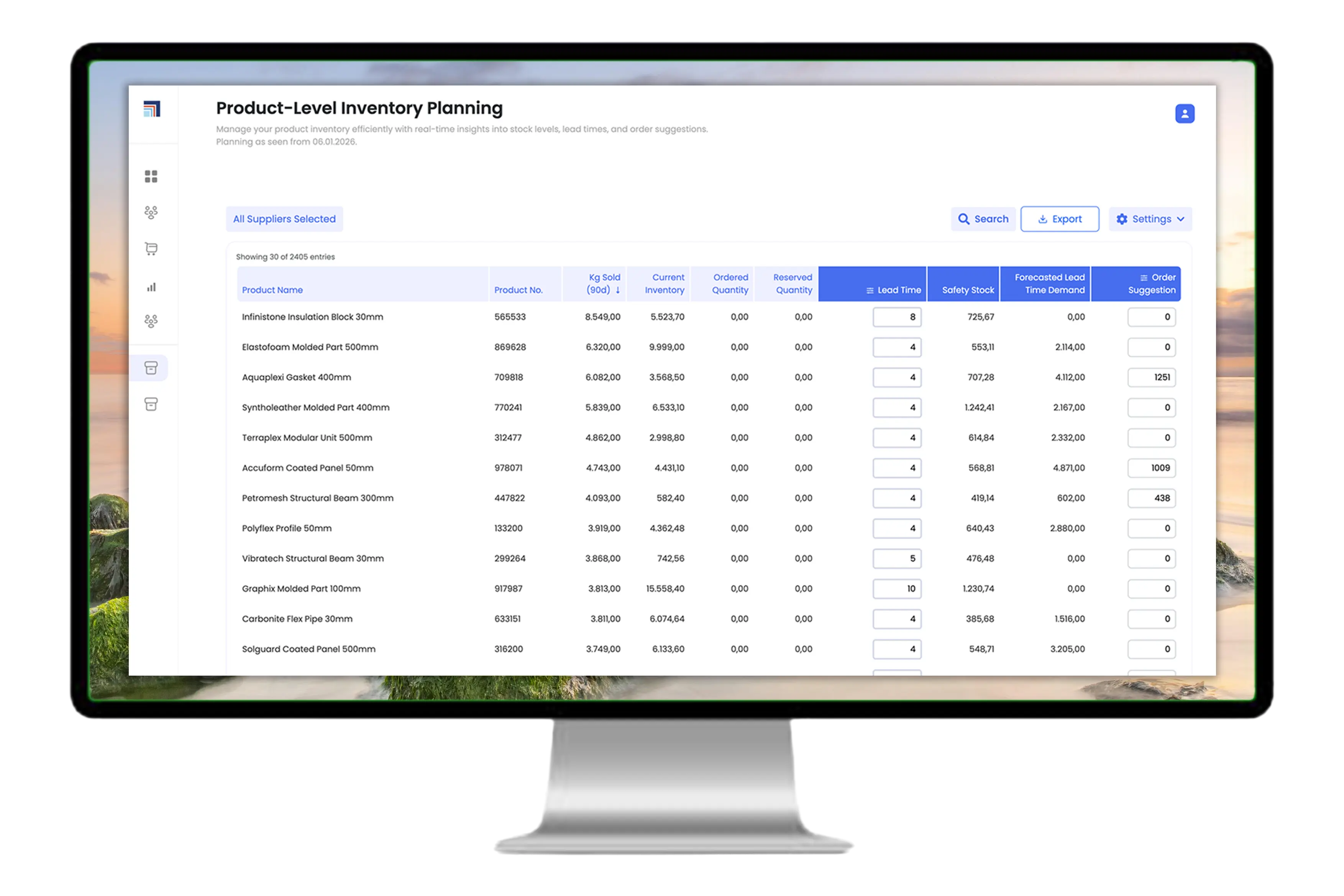Confidence bands and customer signals in a forecast dashboard
